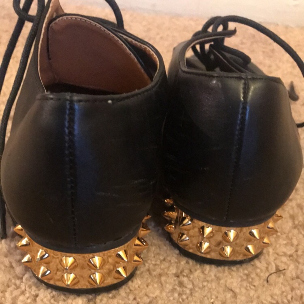 Black and Gold Spiked Oxfords